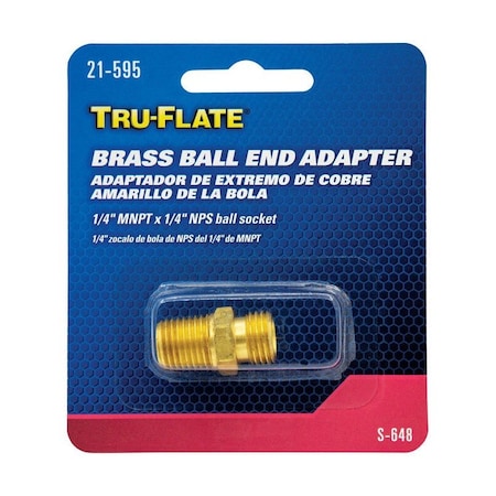 Tru-Flate Tru-Flate Brass Ball-End Adapter 1/4 in. Male 1 pc 21595